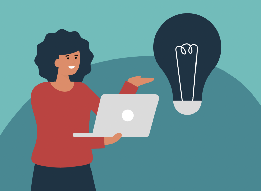 Thought Leadership Download - Woman with laptop and a lightbulb